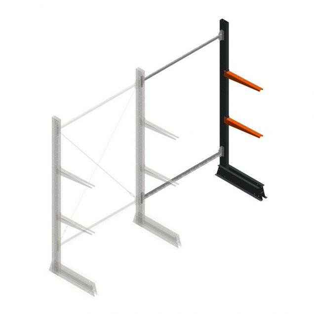Leichtes Kragarmregal einseitig 2000x1250x500 mm (hxbxt) 2 Ebenen Anbauregale