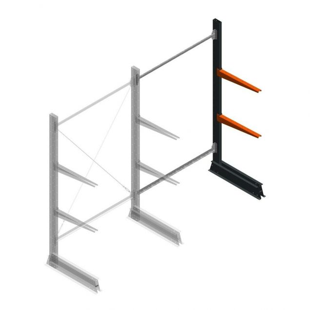 Leichtes Kragarmregal einseitig 2000x1250x600 mm (hxbxt) 2 Ebenen Anbauregal