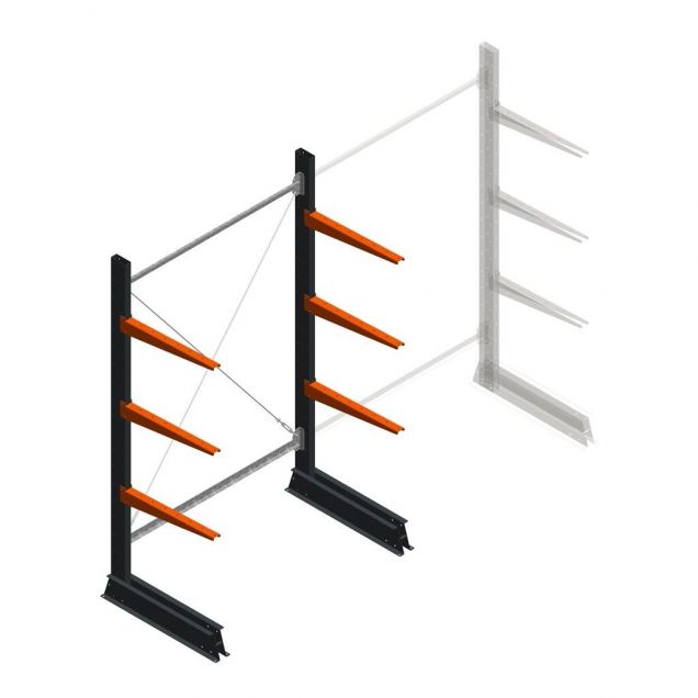 Leichtes einseitiges Kragarmregal 2000x1250x600 mm (hxbxt) 3 Ebenen Anfangsregal