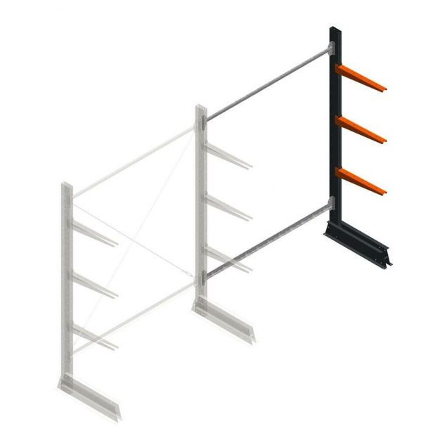 Leichtes Kragarmregal einseitig 2000x1500x500 mm (hxbxt) 3 Ebenen Anbauregal