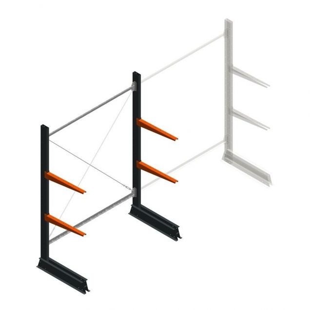 Leichte Kragarmregal einseitig 2000x1500x600 mm (hxbxt) 2 Ebenen Anfangsregal