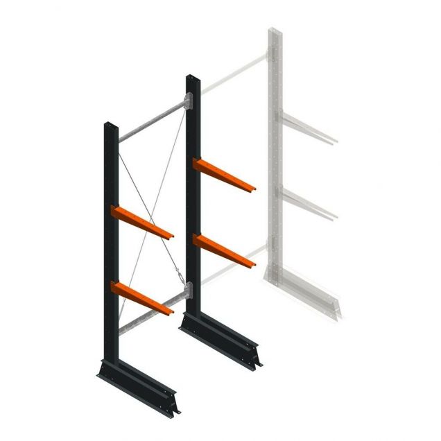 Leichtes Kragarmregal einseitig 2000x750x500 mm (hxbxt) 2 Ebenen Anfangsregal