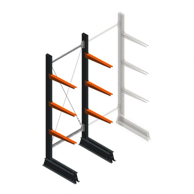 Leichtes einseitiges Kragarmregal 2000x750x500 mm (hxbxt) 3 Ebenen Anfangsregal