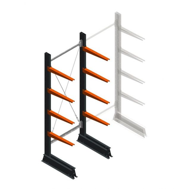 Leichtes einseitiges Kragarmregal 2000x750x500 mm (hxbxt) 4 Ebenen Anfangsregal