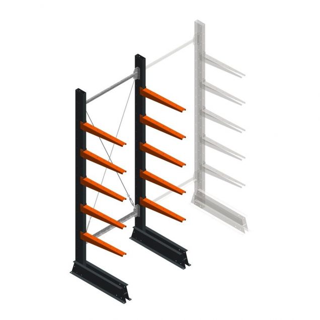 Leichtes einseitiges Kragarmregal 2000x750x500 mm (hxbxt) 5 Ebenen Anfangsregal