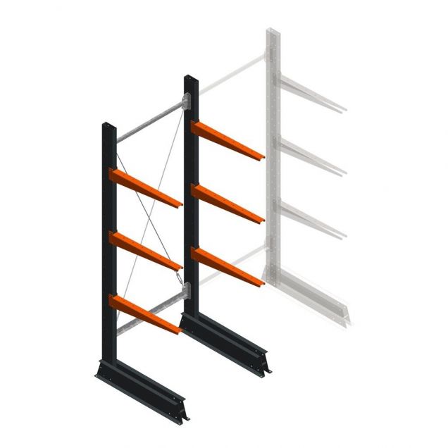 Leichte Kragarmregal einseitig 2000x750x600 mm (hxbxt) 3 Ebenen Anfangsregal