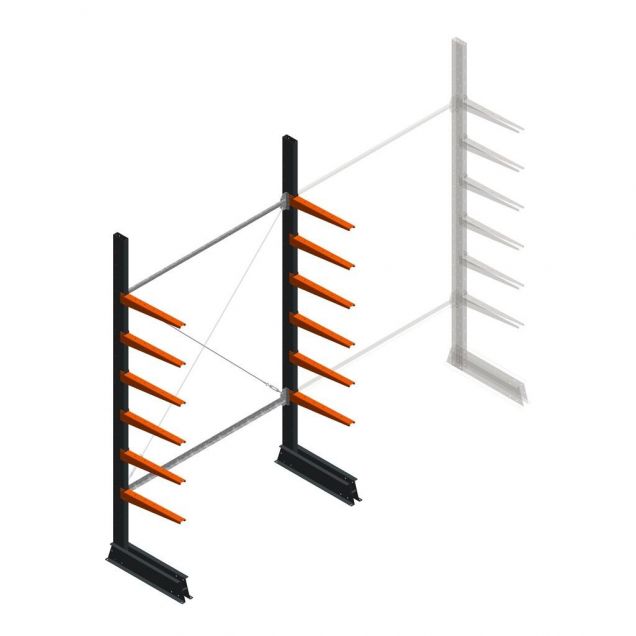 Leichtes, einseitiges Kragarmregal 2500x1500x500 mm (hxbxt) 6 Ebenen Anfangsregal