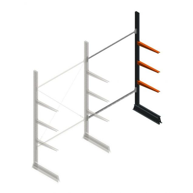 Leichtes Kragarmregal einseitig 2500x1500x600 mm (hxbxt) 3 Ebenen Anbauregal