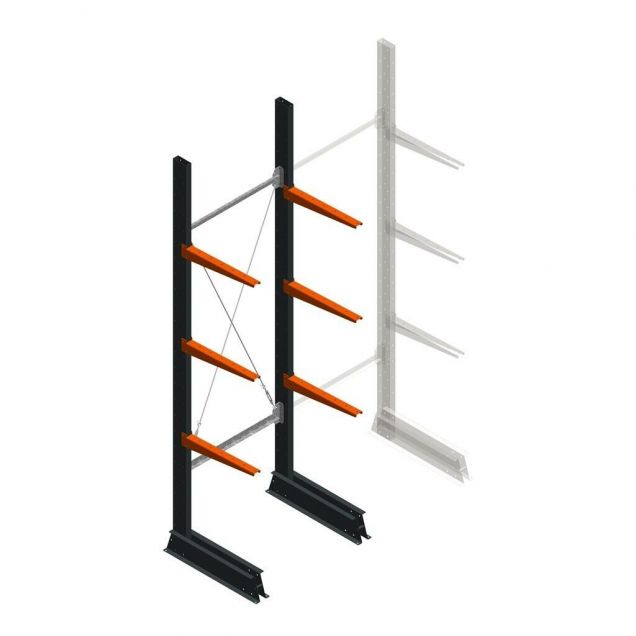 Leichte Kragarmregal einseitig 2500x750x500 mm (hxbxt) 3 Ebenen Anfangsregal