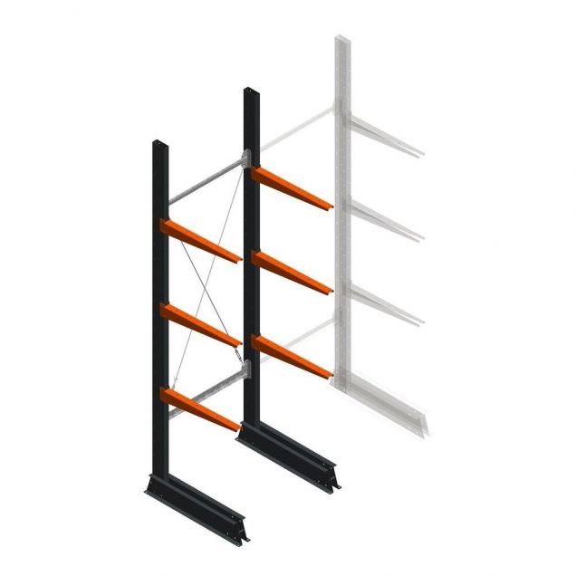 Leichtes Kragarmregal einseitig 2500x750x600 mm (hxbxt) 3 Ebenen Anfangsregal