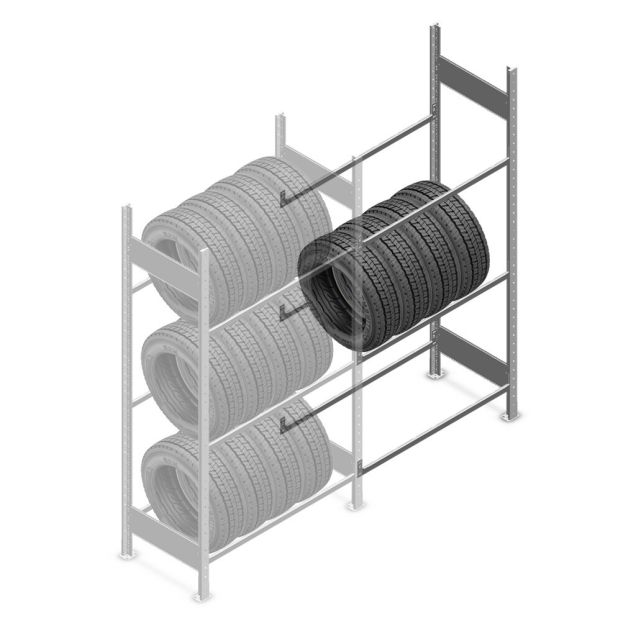 Reifenregal Heavy Duty 2000x1000x500 mm (HxBxT) 3 Ebenen Anbauregal