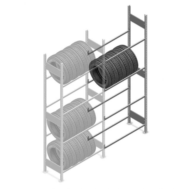 Reifenregal Heavy Duty 2500x1000x400 mm (hxbxt) 4 Ebenen Anbauregal
