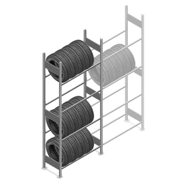 Reifenregal Heavy Duty 2500x1000x400 mm (HxBxT) 4 Ebenen Grundregal