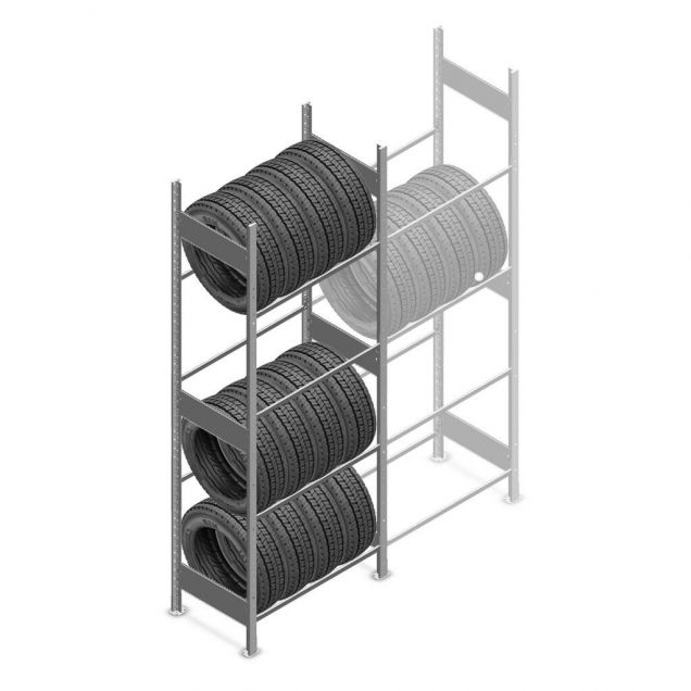 Reifenregal Heavy Duty 2500x1000x500 mm (hxbxt) 4 Ebenen Anfangsregal