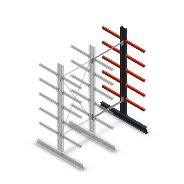 Medium Kragarmregal doppelseitig 2500x1000x600 mm (hxbxt) 5 Ebenen Anbauregal