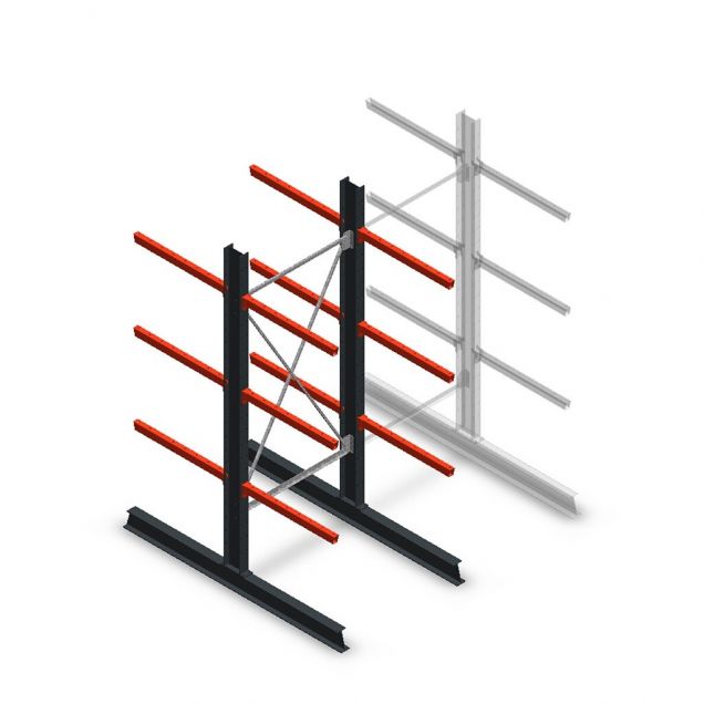 Medium Kragarmregal beidseitig 2500x1000x800 mm (hxbxt) 3 Ebenen Anfangsregal