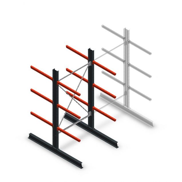 Medium Kragarmregal beidseitig 2500x1250x800 mm (hxbxt) 3 Ebenen Anfangsregal