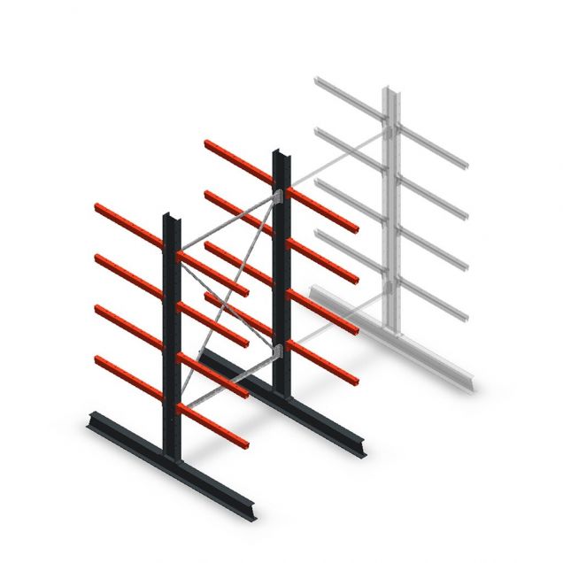 Medium Kragarmregal doppelseitig 2500x1250x800 mm (hxbxt) 4 Ebenen Anfangsregal
