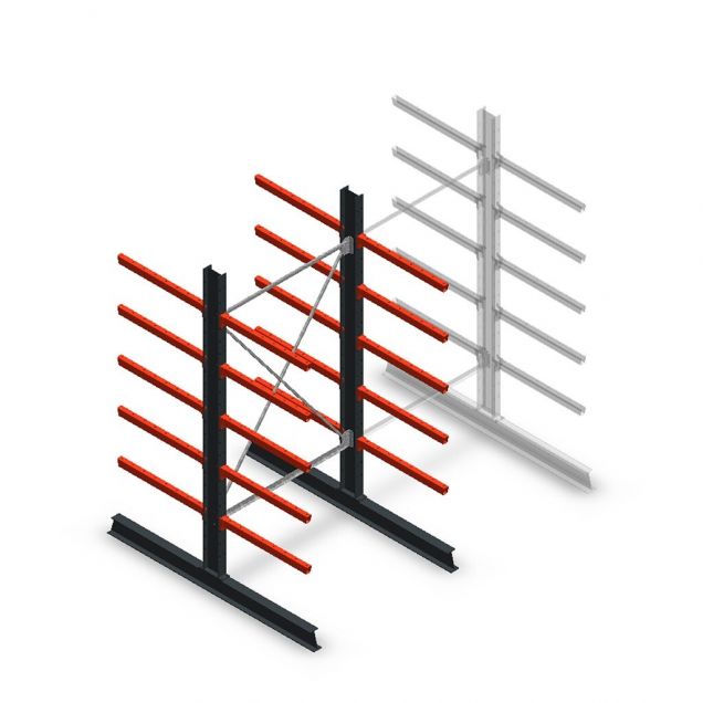 Medium Kragarmregal doppelseitig 2500x1250x800 mm (hxbxt) 5 Ebenen Anfangsregal