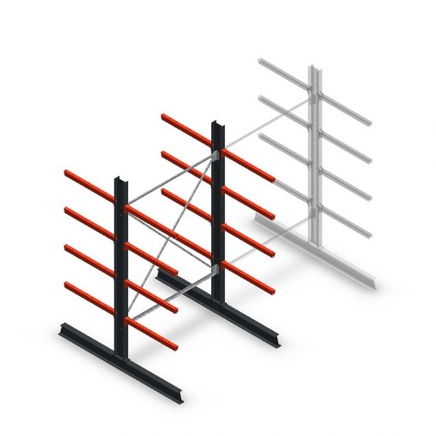 Medium Kragarmregal doppelseitig 2500x1500x800 mm (hxbxt) 4 Ebenen Anfangsregal