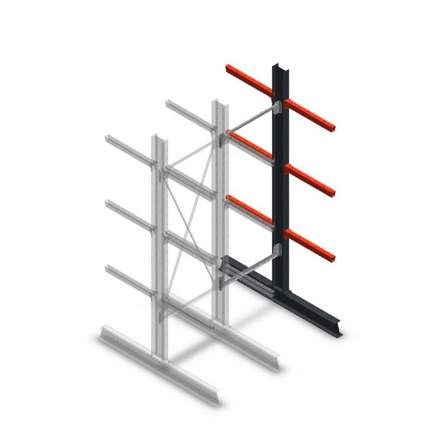 Medium Kragarmregal doppelseitig 2500x750x600 mm (hxbxt) 3 Ebenen Anbauregal