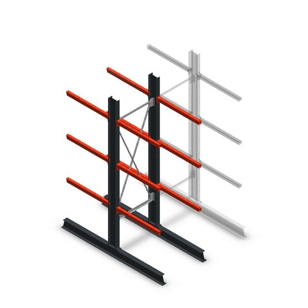 Medium Kragarmregal beidseitig 2500x750x800 mm (hxbxt) 3 Ebenen Anfangsregal