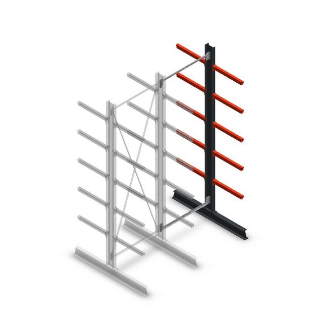 Medium Kragarmregal doppelseitig 3000x1000x600 mm (hxbxt) 5 Ebenen Anbauregal