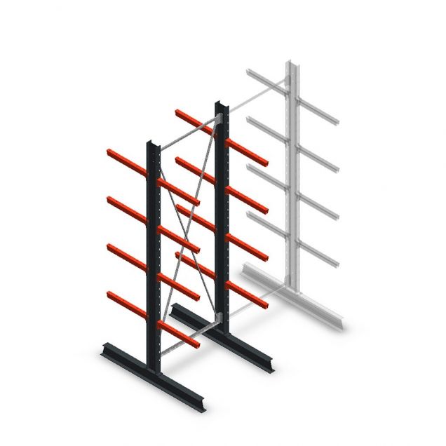 Medium Kragarmregal doppelseitig 3000x1000x600 mm (hxbxt) 4 Ebenen Anfangsregal