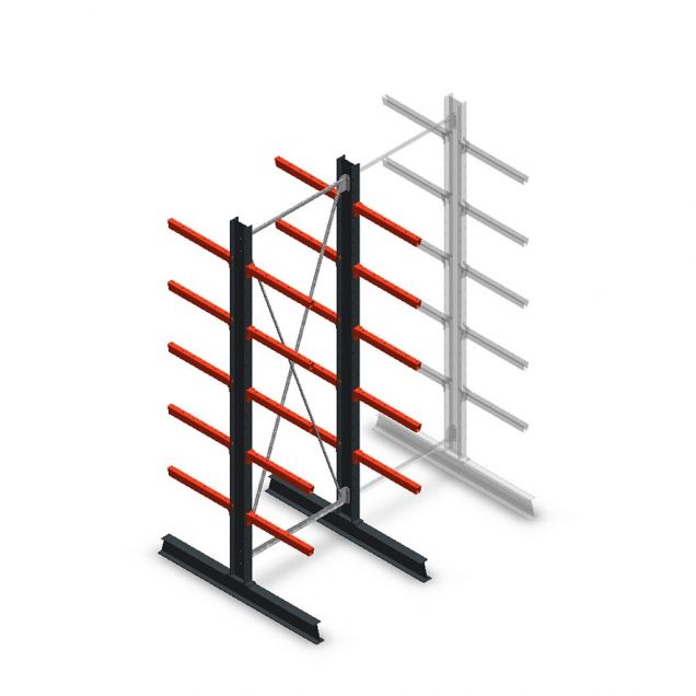 Medium Kragarmregal doppelseitig 3000x1000x600 mm (hxbxt) 5 Ebenen Anfangsregal