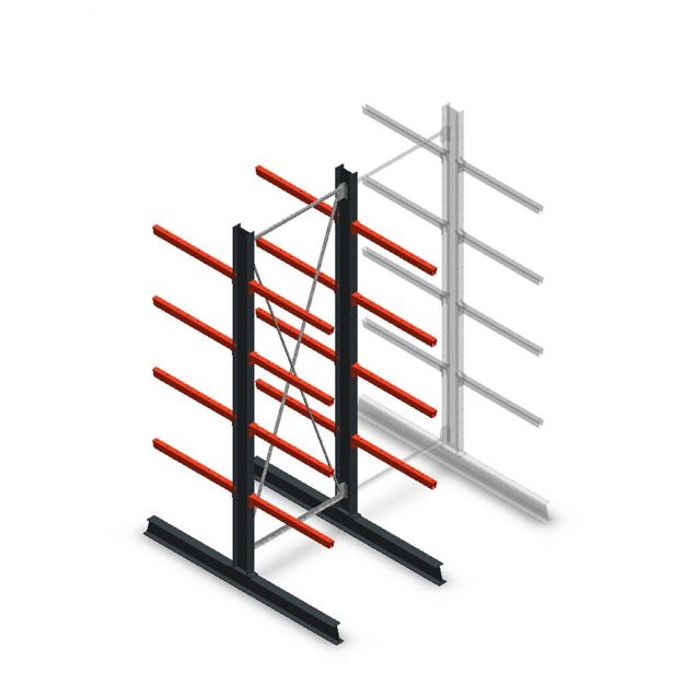 Medium Kragarmregal doppelseitig 3000x1000x800 mm (hxbxt) 4 Ebenen Anfangsregal