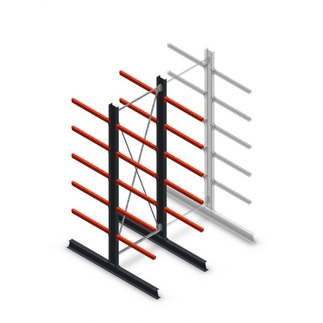 Medium Kragarmregal doppelseitig 3000x1000x800 mm (hxbxt) 5 Ebenen Anfangsregal