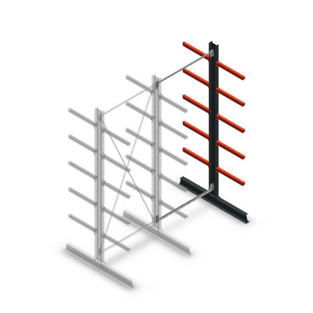Medium Kragarmregal doppelseitig 3000x1250x600 mm (hxbxt) 5 Ebenen Anbauregal