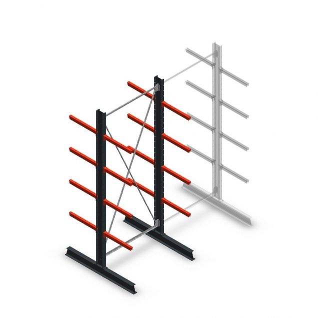 Medium Kragarmregal doppelseitig 3000x1250x600 mm (hxbxt) 4 Ebenen Anfangsregal