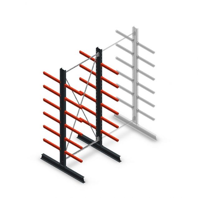 Medium Kragarmregal beidseitig 3000x1250x600 mm (hxbxt) 6 Ebenen Anfangsregal