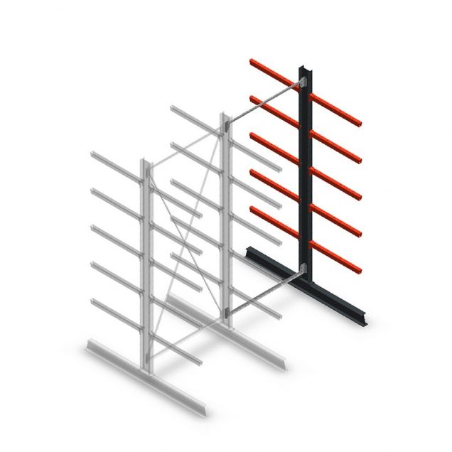 Medium Kragarmregal doppelseitig 3000x1250x800 mm (hxbxt) 5 Ebenen Anbauregal