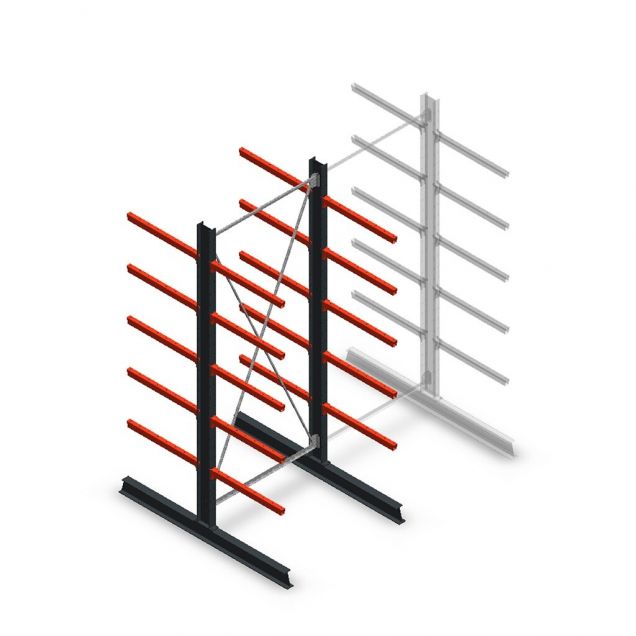 Medium Kragarmregal doppelseitig 3000x1250x800 mm (hxbxt) 5 Ebenen Anfangsregal