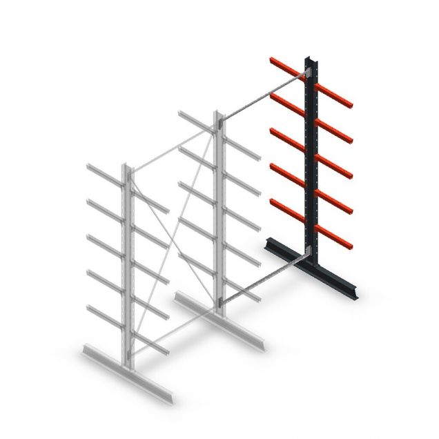 Medium Kragarmregal doppelseitig 3000x1500x600 mm (hxbxt) 5 Ebenen Anbauregal