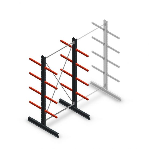 Medium Kragarmregal doppelseitig 3000x1500x600 mm (hxbxt) 4 Ebenen Anfangsregal