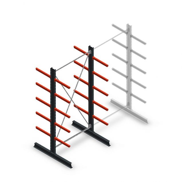 Medium Kragarmregal doppelseitig 3000x1500x600 mm (hxbxt) 5 Ebenen Anfangsregal