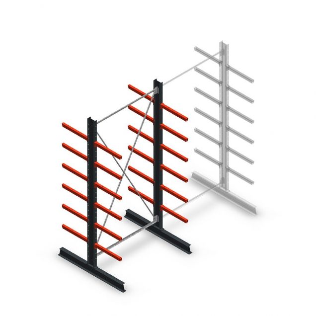 Medium Kragarmregal doppelseitig 3000x1500x600 mm (hxbxt) 6 Ebenen Anfangsregal