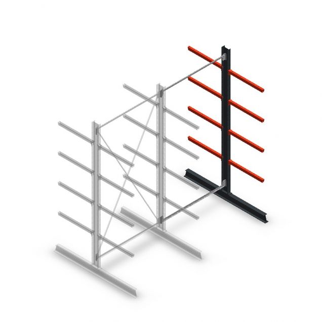 Medium Kragarmregal doppelseitig 3000x1500x800 mm (hxbxt) 4 Ebenen Anbauregal