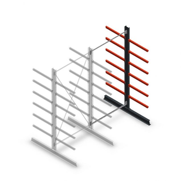 Medium Kragarmregal beidseitig 3000x1500x800 mm (hxbxt) 6 Ebenen Anbauregal