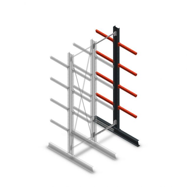 Medium Kragarmregal doppelseitig 3000x750x600 mm (hxbxt) 4 Ebenen Anbauregal