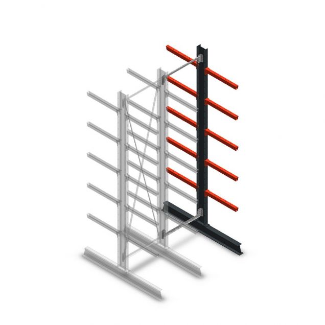 Medium Kragarmregal beidseitig 3000x750x600 mm (hxbxt) 5 Ebenen Anbauregal