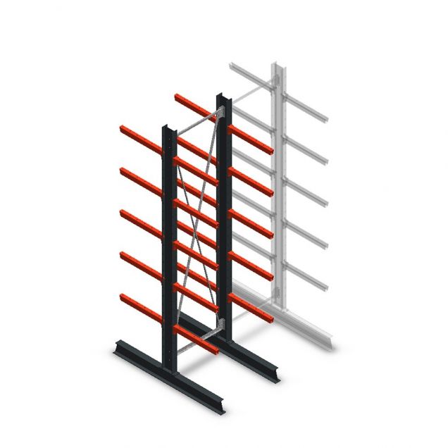 Medium Kragarmregal beidseitig 3000x750x600 mm (hxbxt) 5 Ebenen Anfangsregal