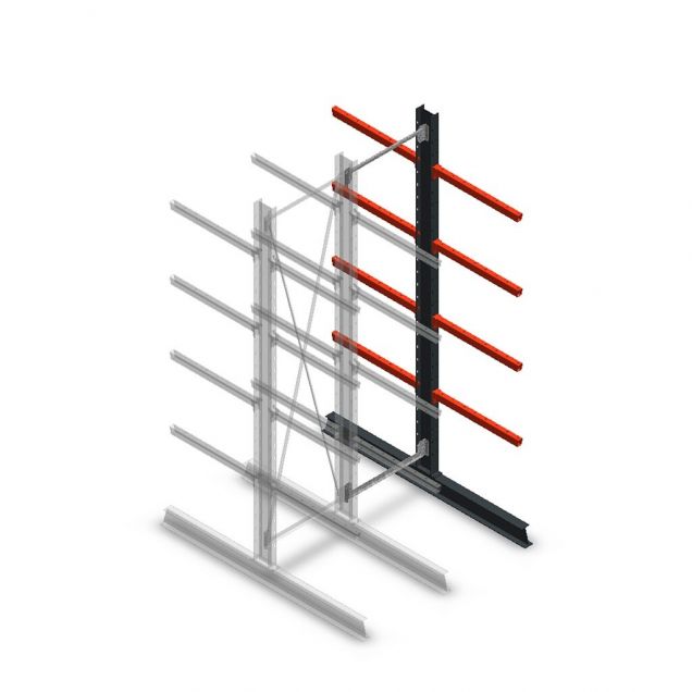 Medium Kragarmregal doppelseitig 3000x750x800 mm (hxbxt) 4 Ebenen Anbauregal