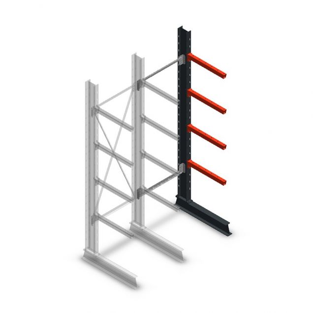 Medium Kragarmregal einseitig 2500x750x600 mm (hxbxt) 4 Ebenen Anbauregal