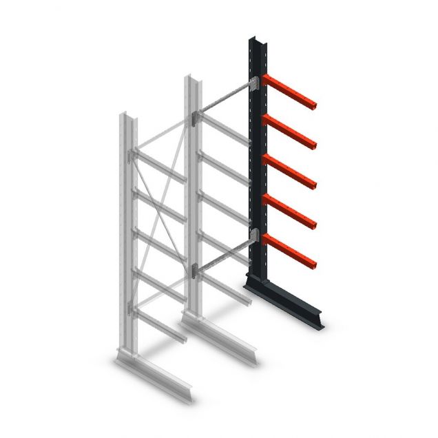 Medium Kragarmregal einseitig 2500x750x600 mm (hxbxt) 5 Ebenen Anbauregal