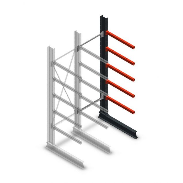 Medium Kragarmregal einseitig 2500x750x800 mm (hxbxt) 5 Ebenen Anbauregal