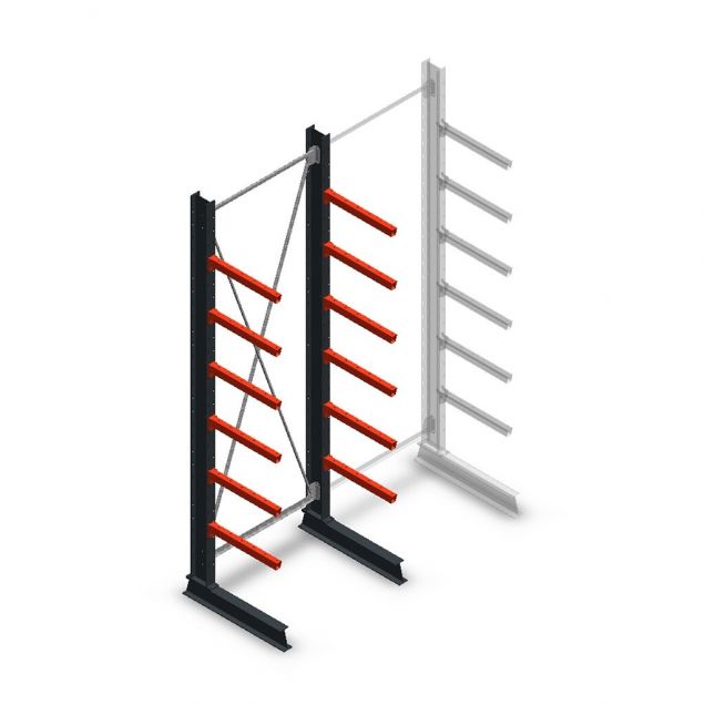 Medium Kragarmregal einseitig 3000x1000x600 mm (hxbxt) 6 Ebenen Anfangsregal